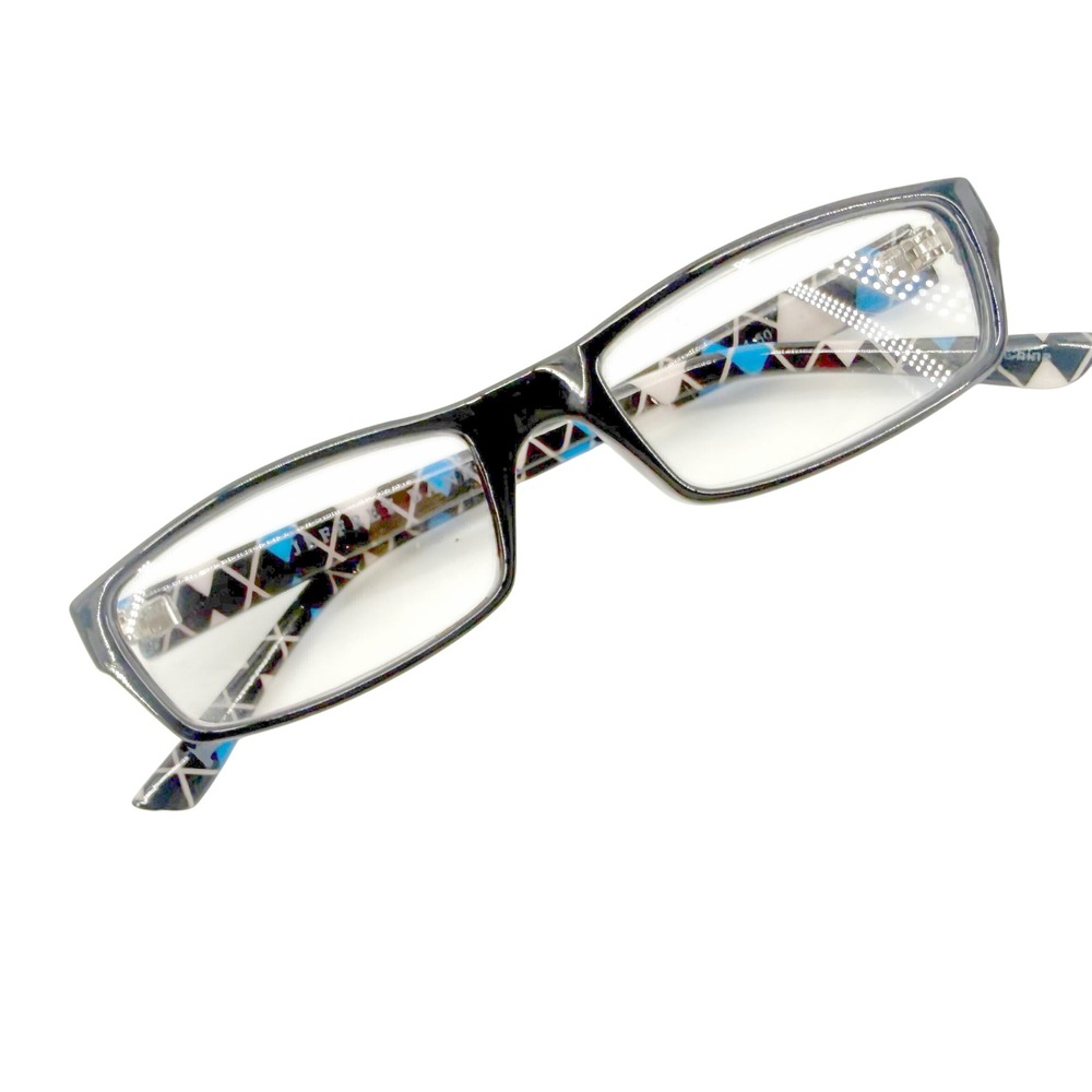 Jeffrey Banks Reading Glasses Unisex Black Royal Blue Argyle Rectangular Preppy